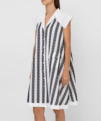 Robe à manches courtes "Art Déco" - Blanc & Noir