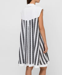 Robe à manches courtes "Art Déco" - Blanc & Noir