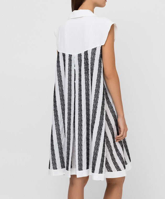 Robe à manches courtes "Art Déco" - Blanc & Noir