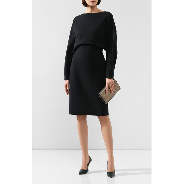 Long-sleeved wool dress - Intense Black