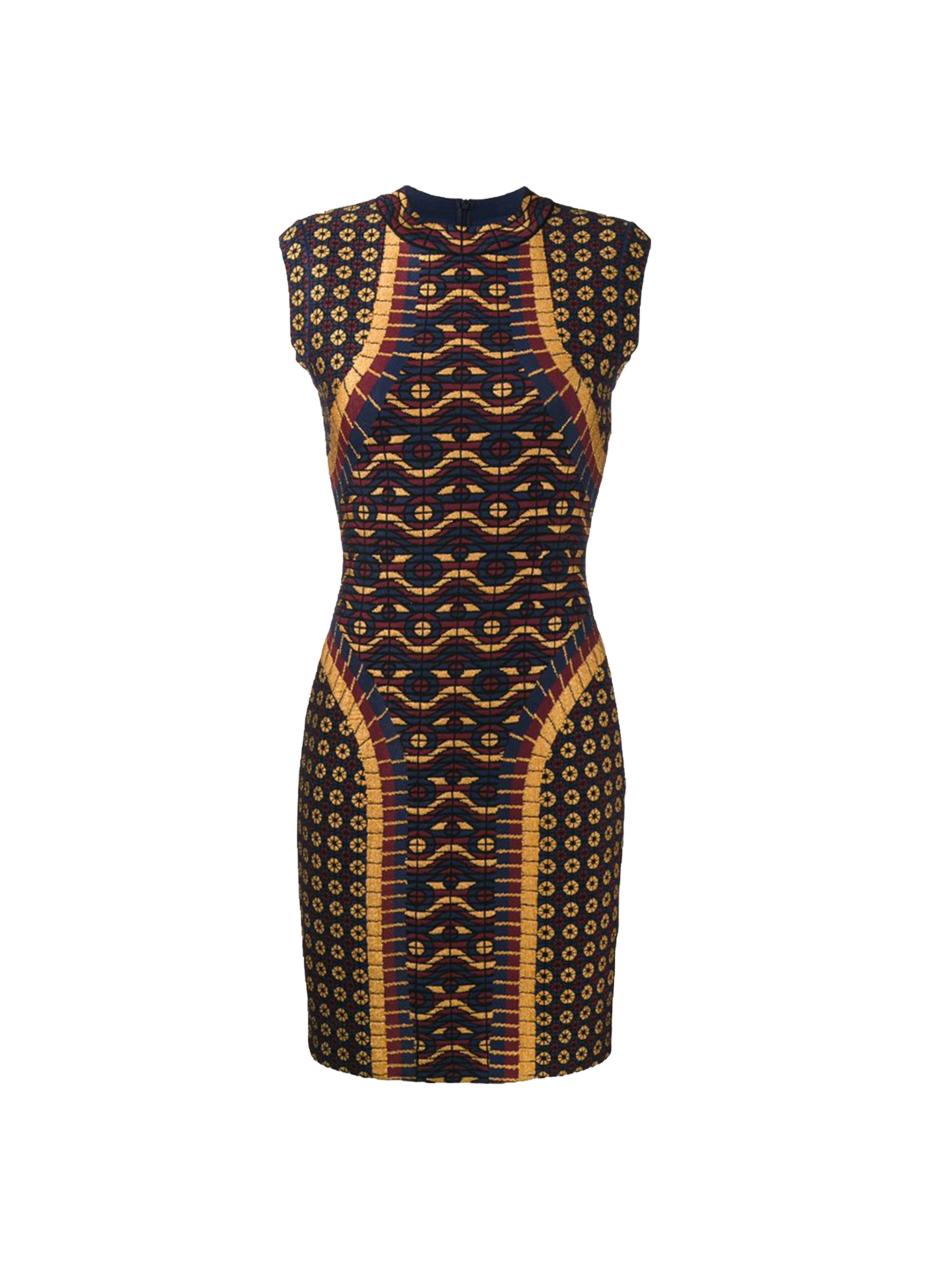 Mesh Swahili sleeveless dress - Navy & Gold