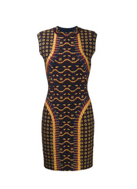 Swahili knitted sleeveless dress - Navy & Gold