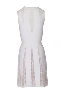 Sleeveless dress with lace detail - White