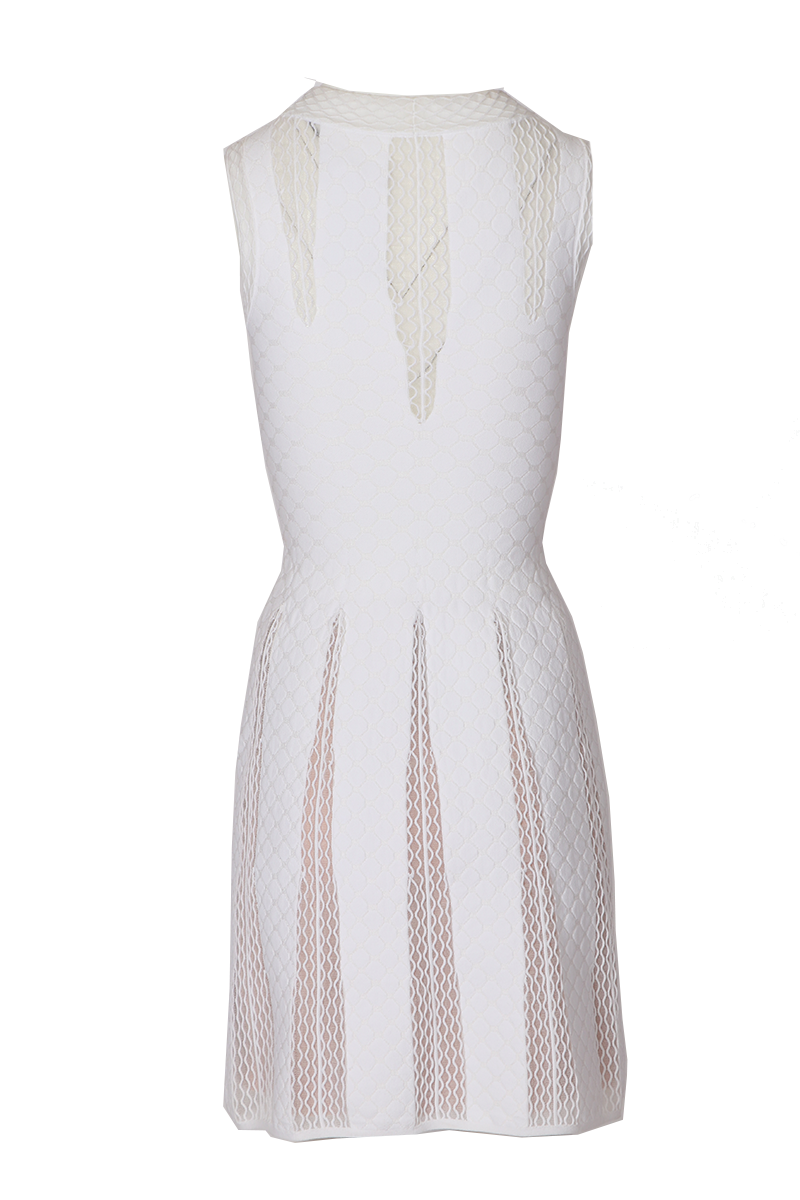Sleeveless dress with lace detail - White