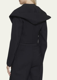 Veste à col profond et capuche en laine mélangée - Noir Alaïa