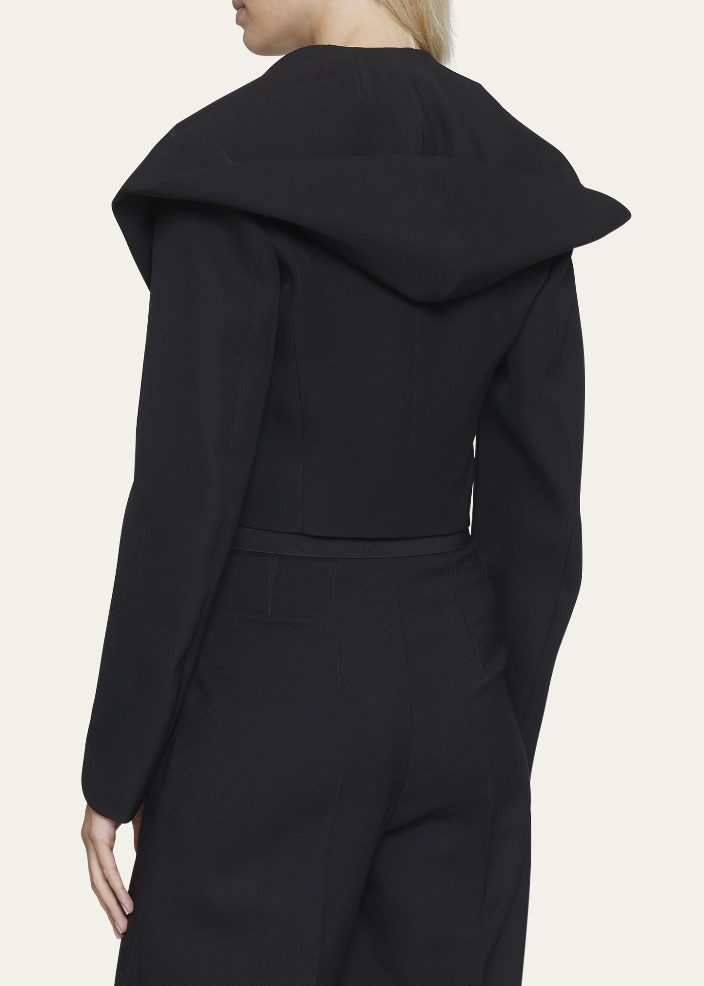 Veste à col profond et capuche en laine mélangée - Noir Alaïa