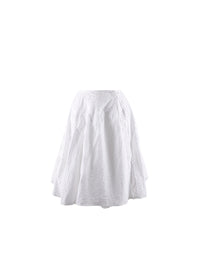 Jupe courte froncée et plissée - Blanc & Beige