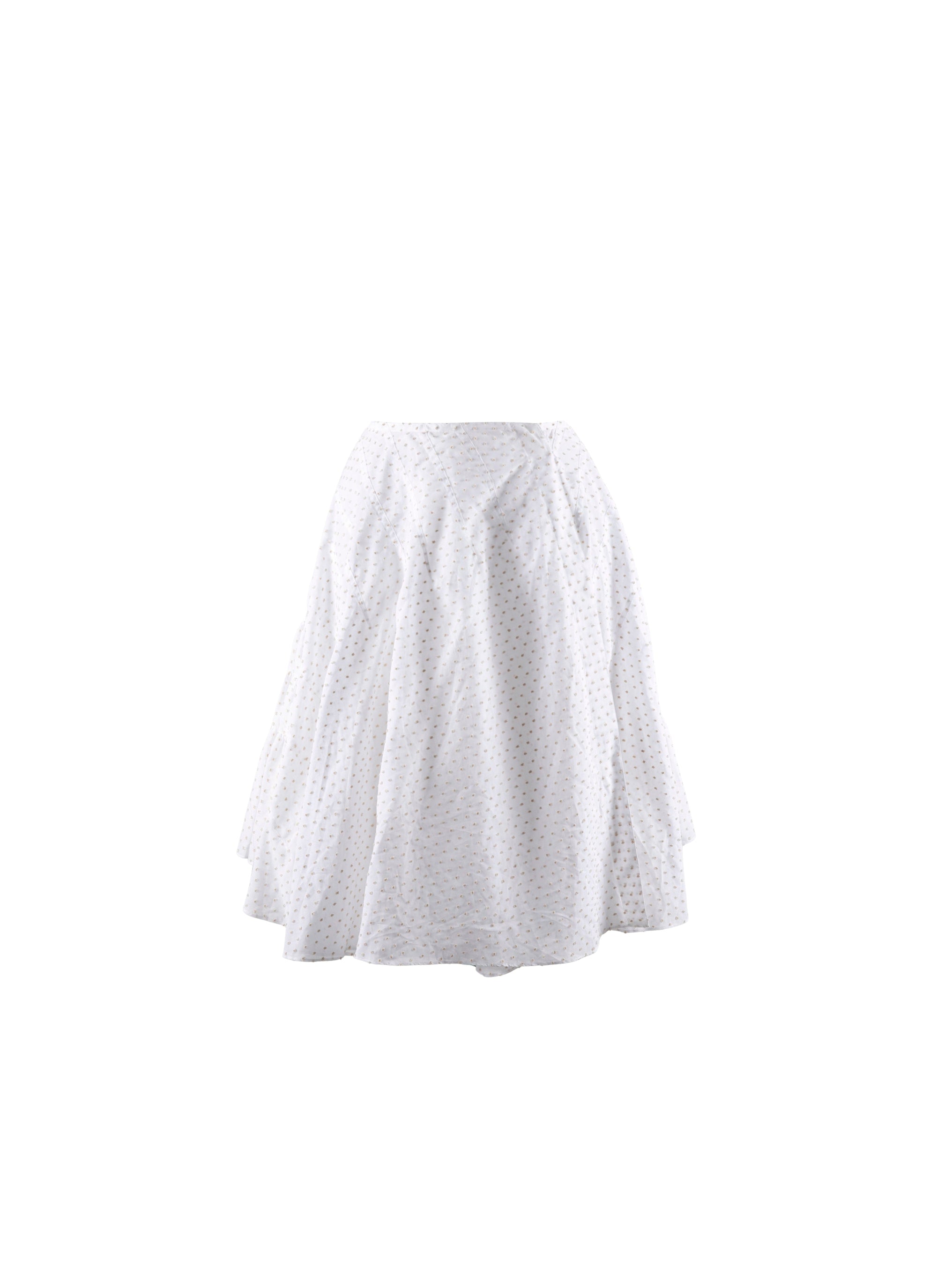 Jupe courte froncée et plissée - Blanc & Beige