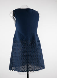 Sleeveless dress with patterned skirt - Navy