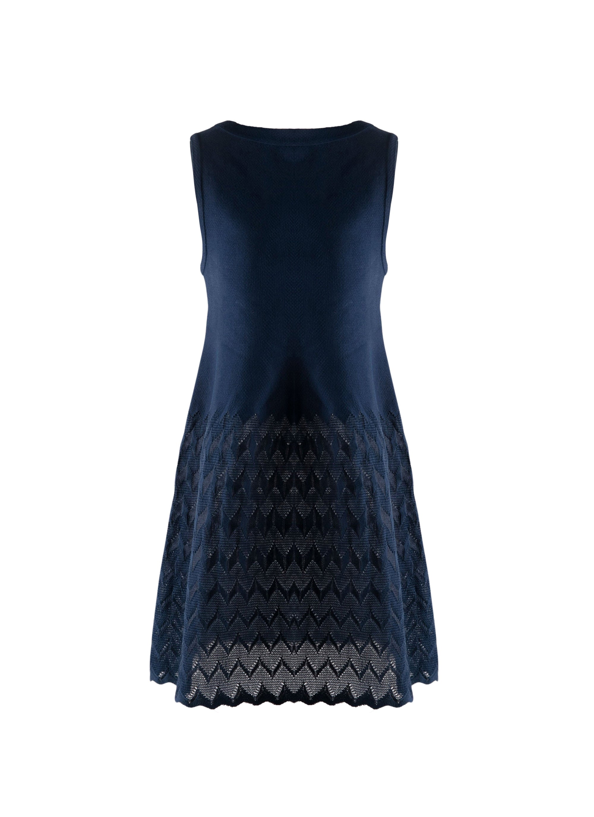 Sleeveless dress with patterned skirt - Navy