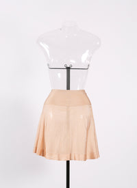 Sheer plain short skirt - Skin