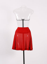 Sheer plain short skirt - Lacquer
