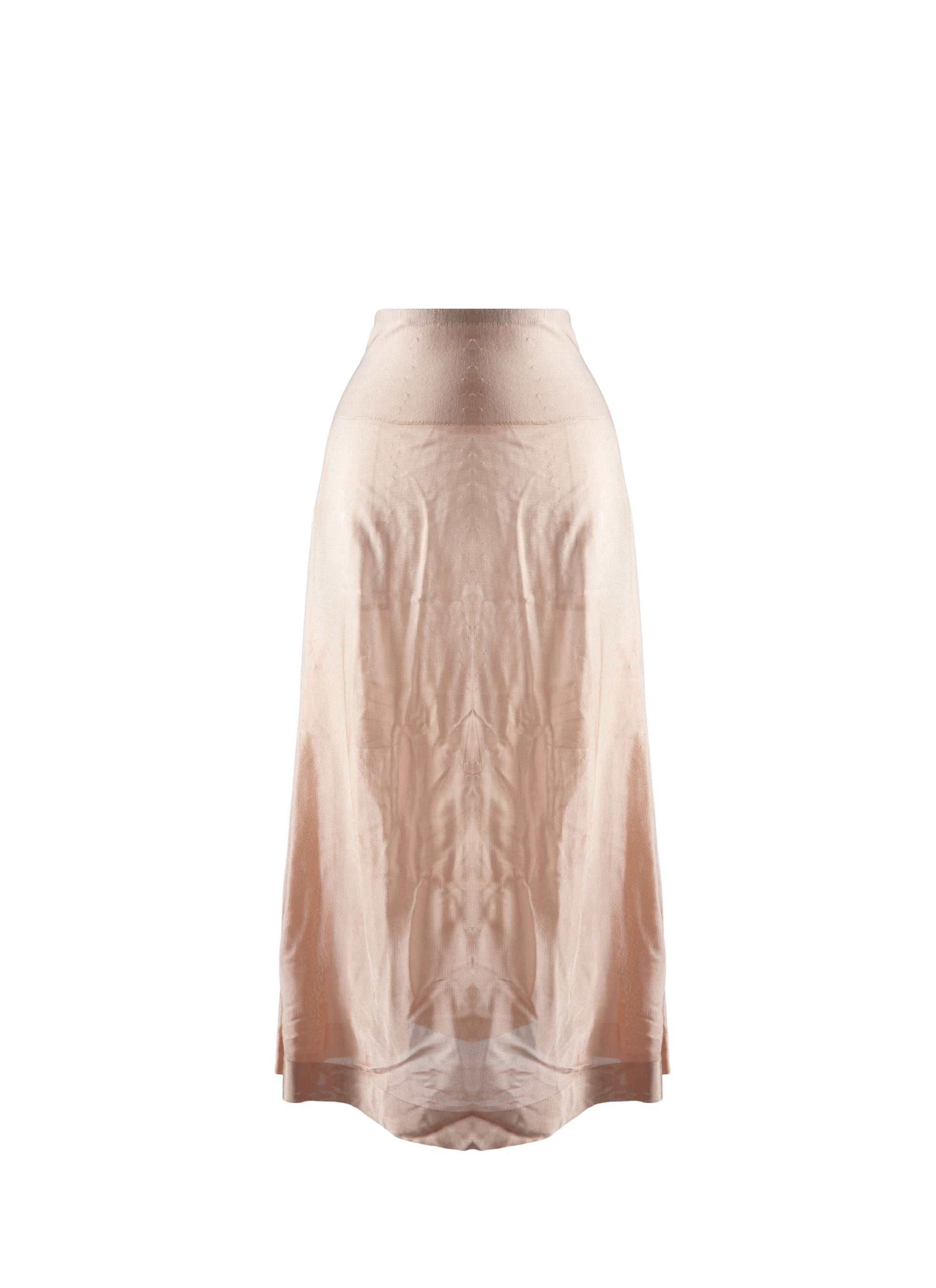 Fond de jupe longue en maille unie transparente - Nude