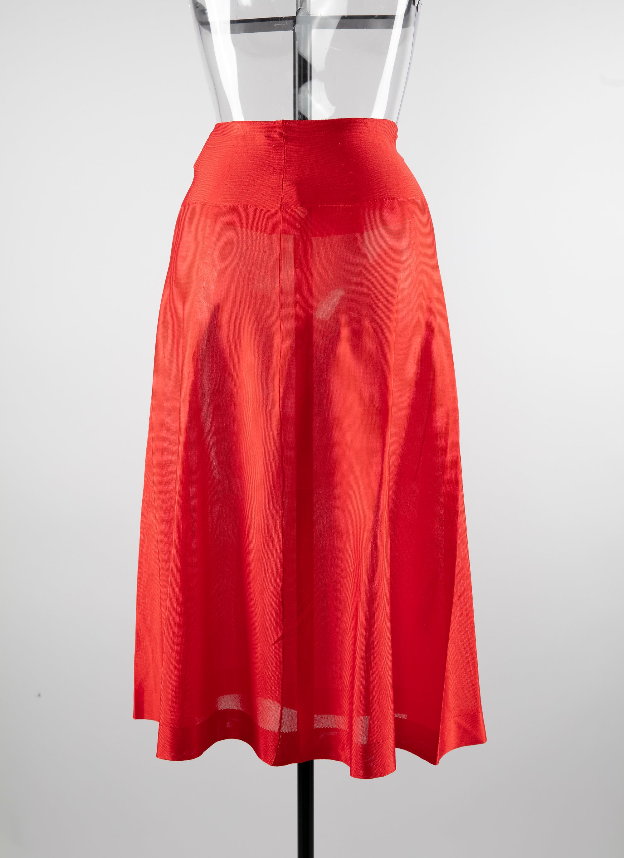 Fond de jupe longue en maille unie transparente - Rouge Chair