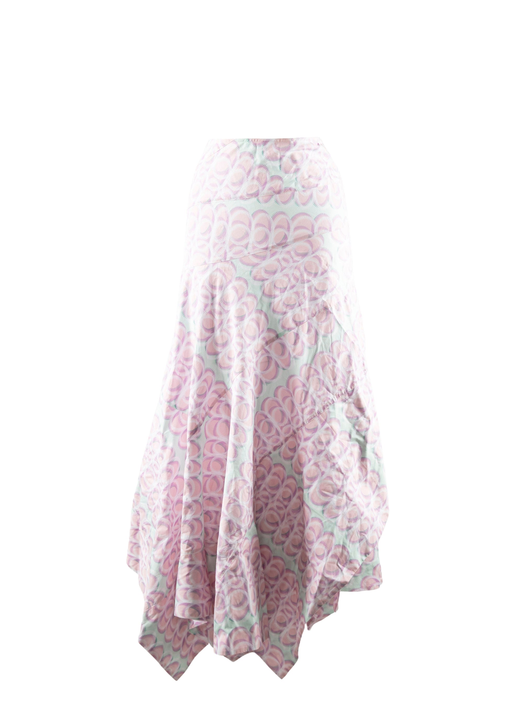 Printed asymmetric long skirt - Brown