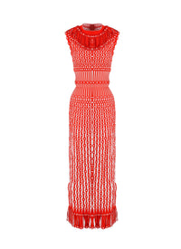 Robe longue sans manches Carillon - Rouge & Blanc