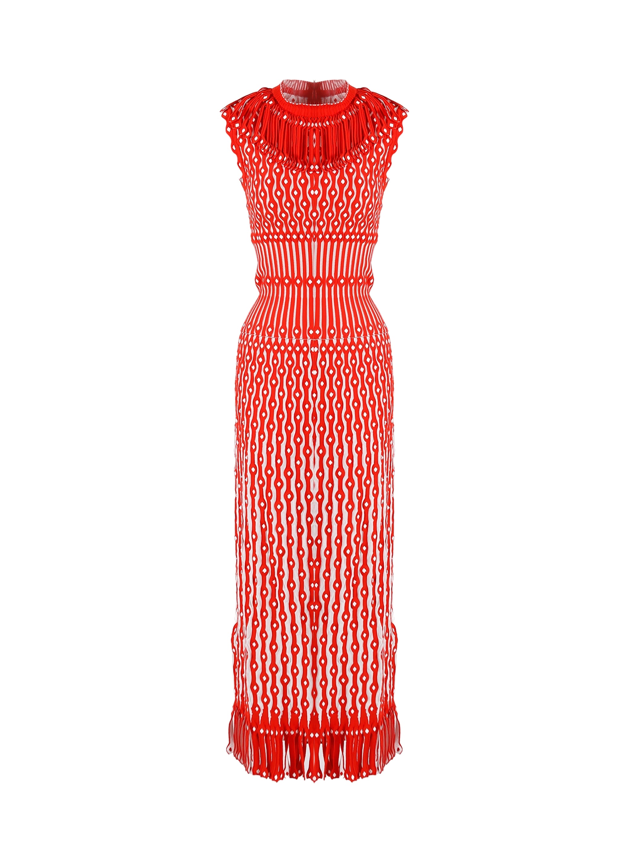 Robe longue sans manches Carillon - Rouge & Blanc
