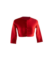 Cardigan boutonné à manches 3/4 en maille - Rouge Chair