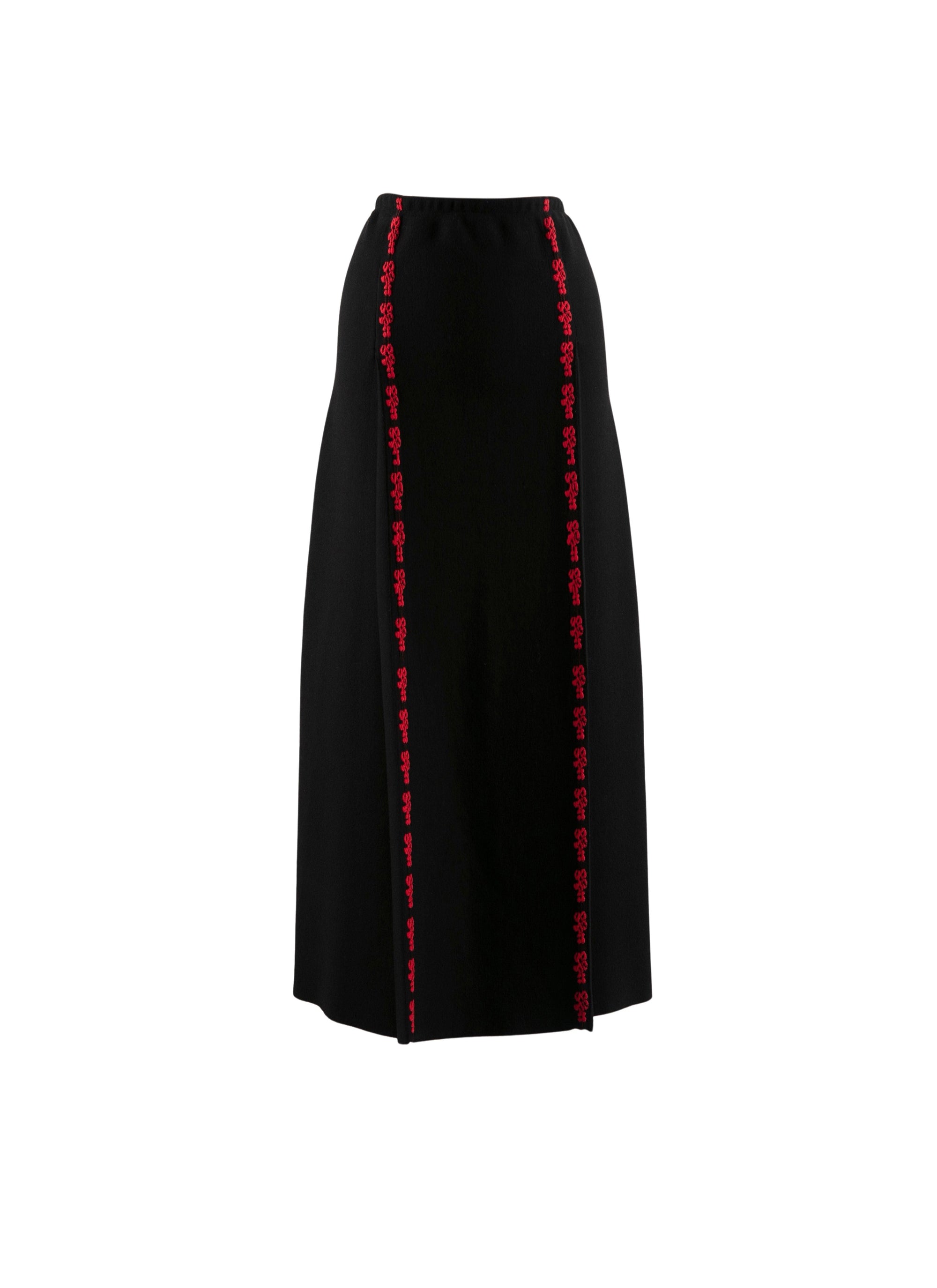 Wool midi skirt with contrasting pattern - Black & Red