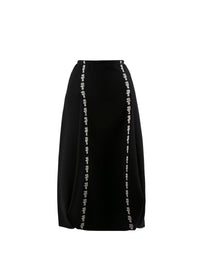 Wool midi skirt with contrasting pattern - Black & White