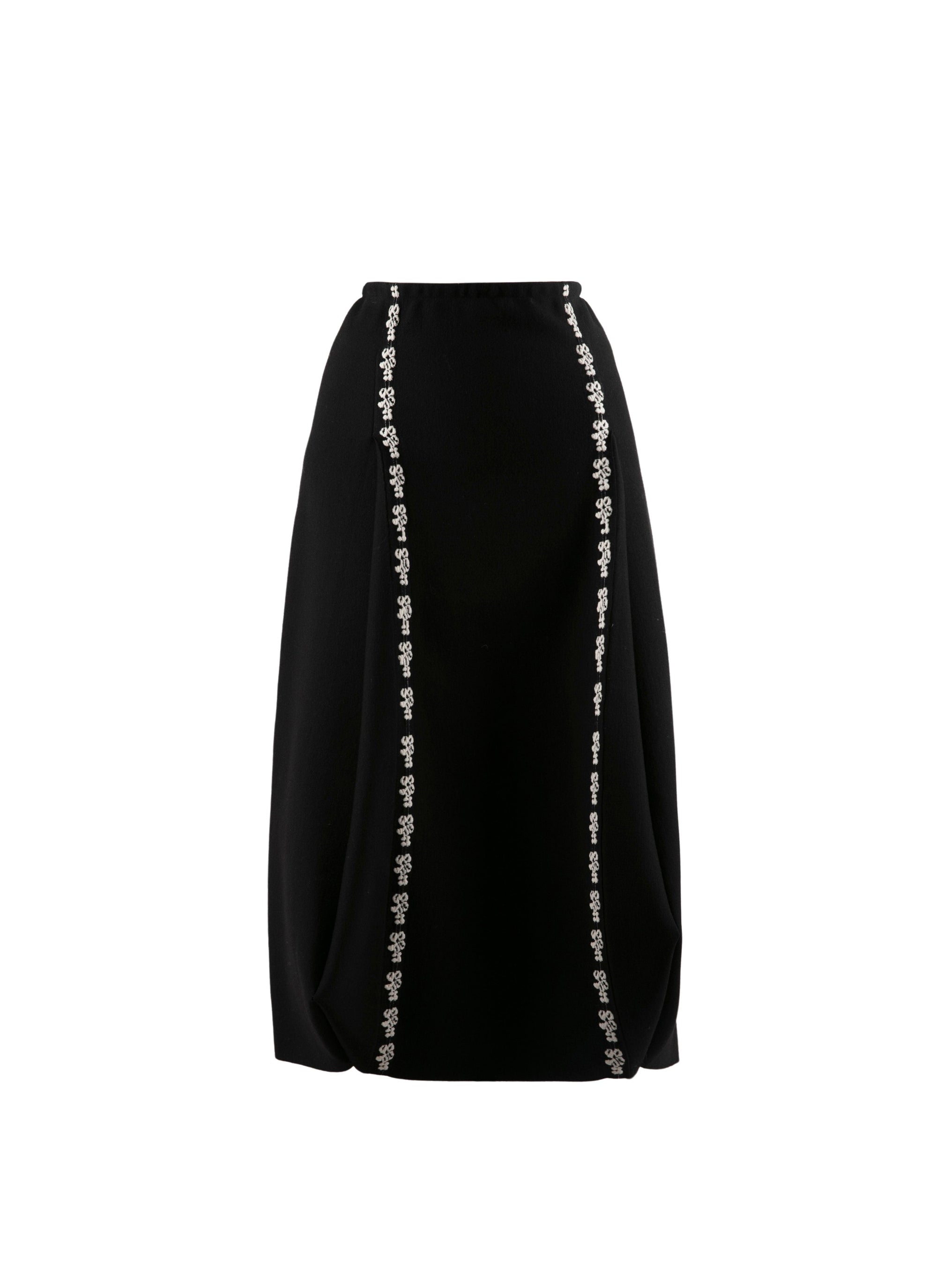 Wool midi skirt with contrasting pattern - Black & White