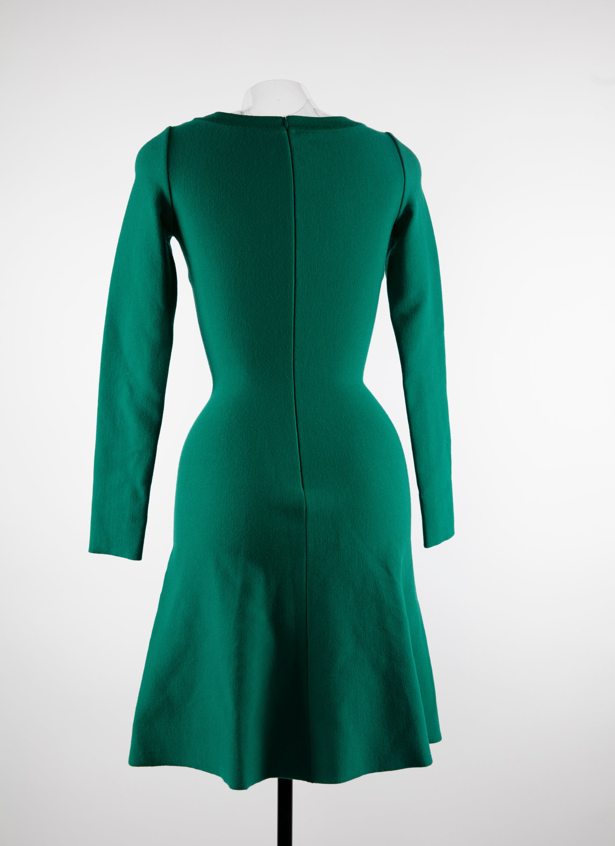 Long-sleeved short dress in wool - Green