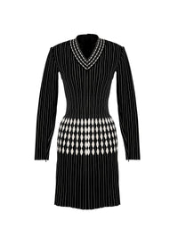 Berlingot long-sleeved dress - Black & White