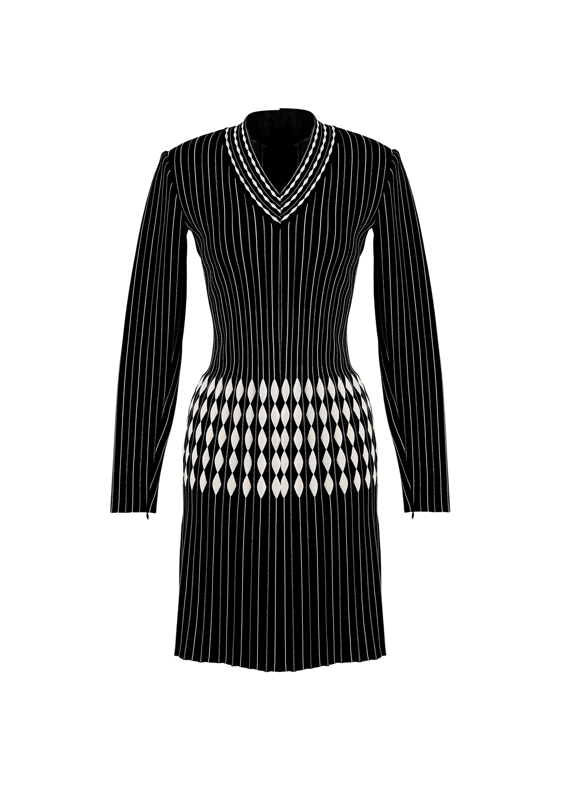 Berlingot long-sleeved dress - Black & White