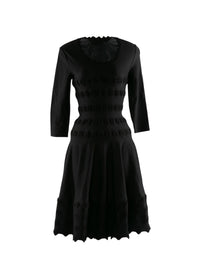 Azulejos knitted 3/4 sleeve straight dress - Black intense