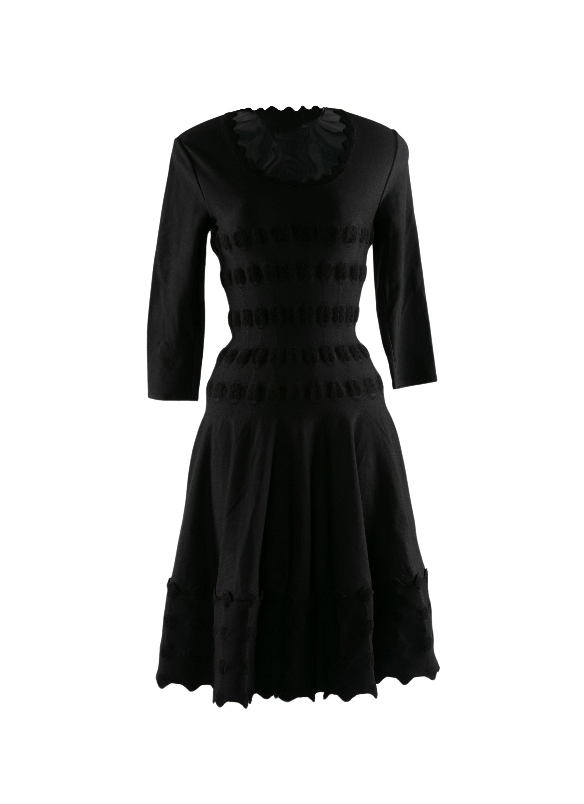 Azulejos knitted 3/4 sleeve straight dress - Black intense