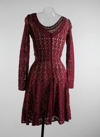 Lace short dress with scalloped collar - Ruby Metal