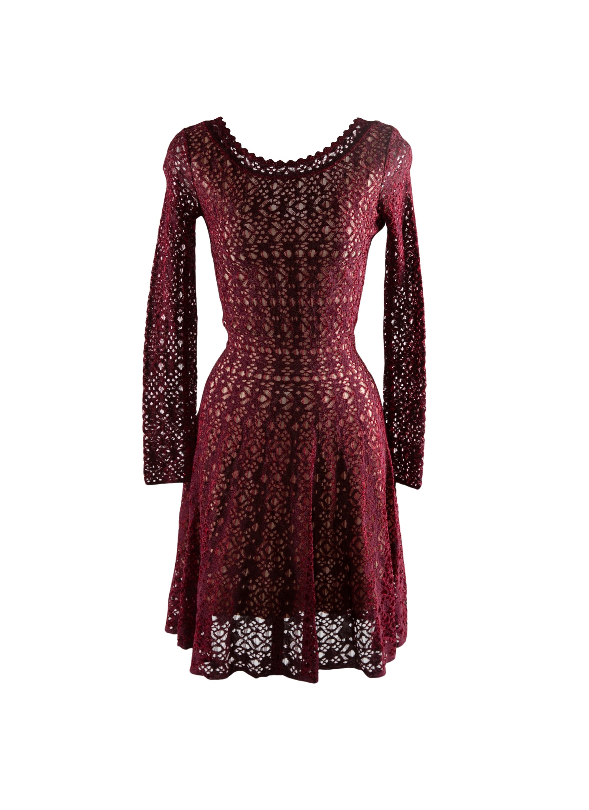 Lace short dress with scalloped collar - Ruby Metal