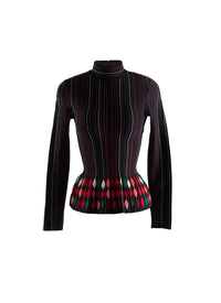 Pull manches longues à motif coloré - Multicolore