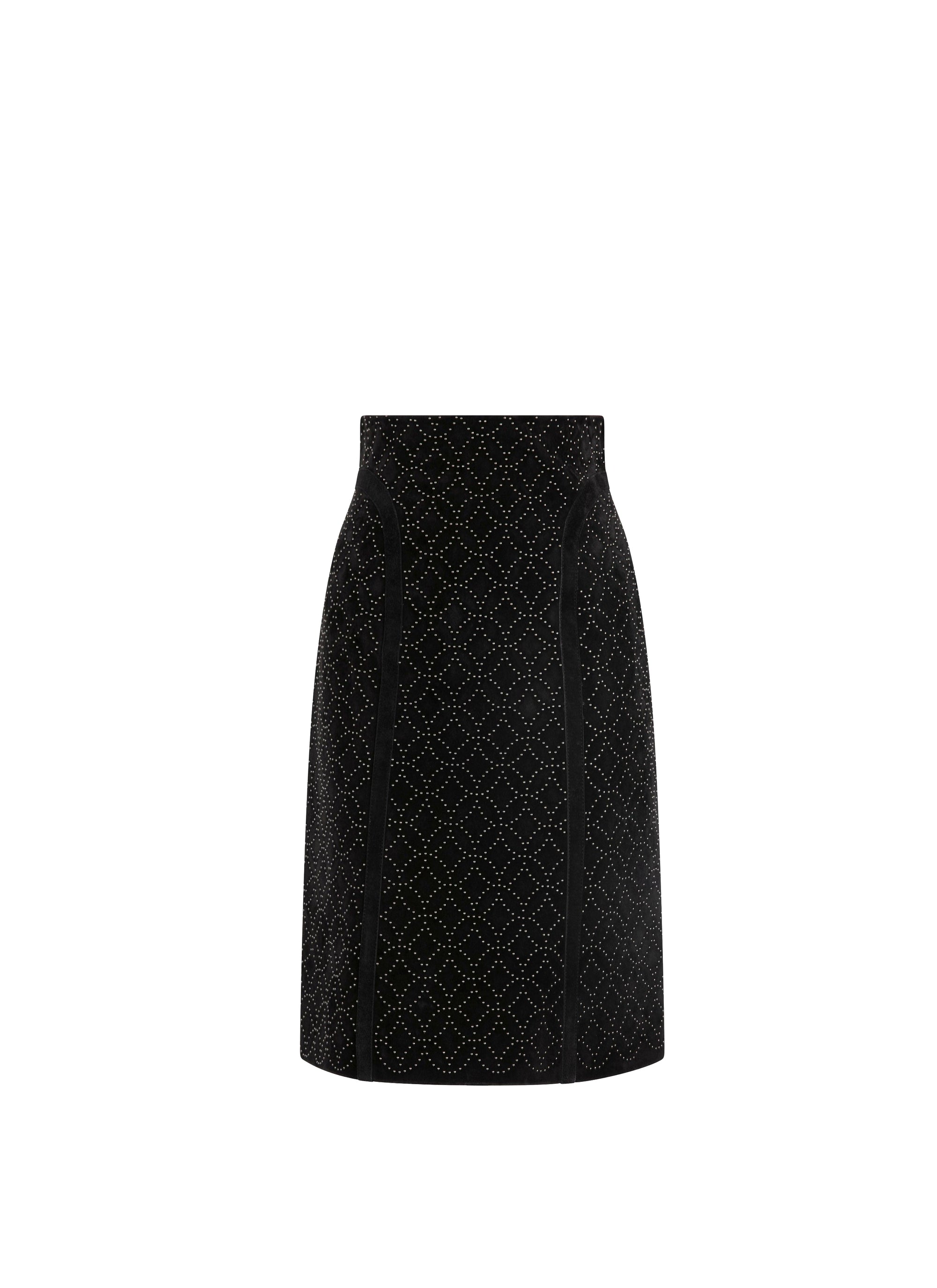 Suede leather short skirt - Black intense