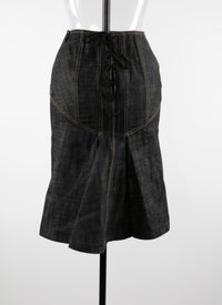 Straight skirt with lace fastening - Black intense