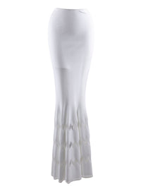 Long fitted skirt with openwork hem - Optic White