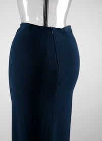 Long skirt in fitted knit - Navy