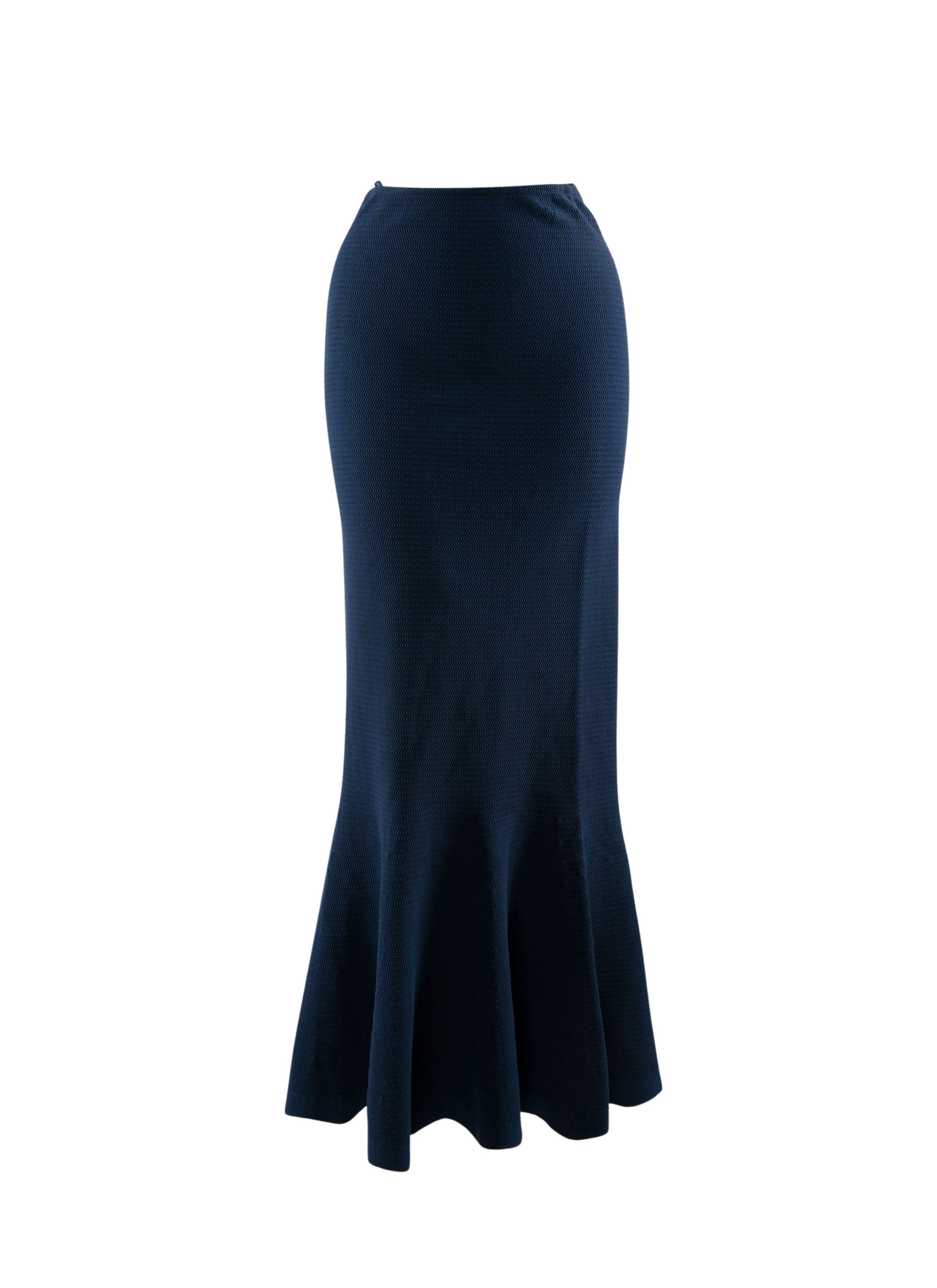 Long skirt in fitted knit - Navy