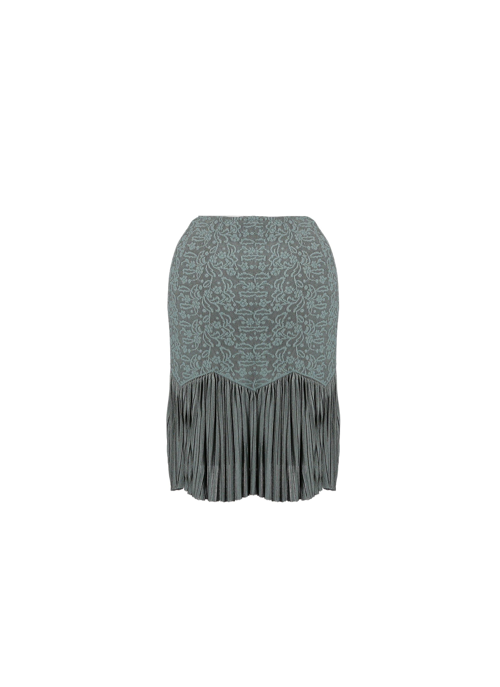Embroidered short skirt with ruffle detail - Sage