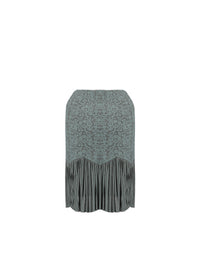 Short embroidered skirt with ruffles - Sage