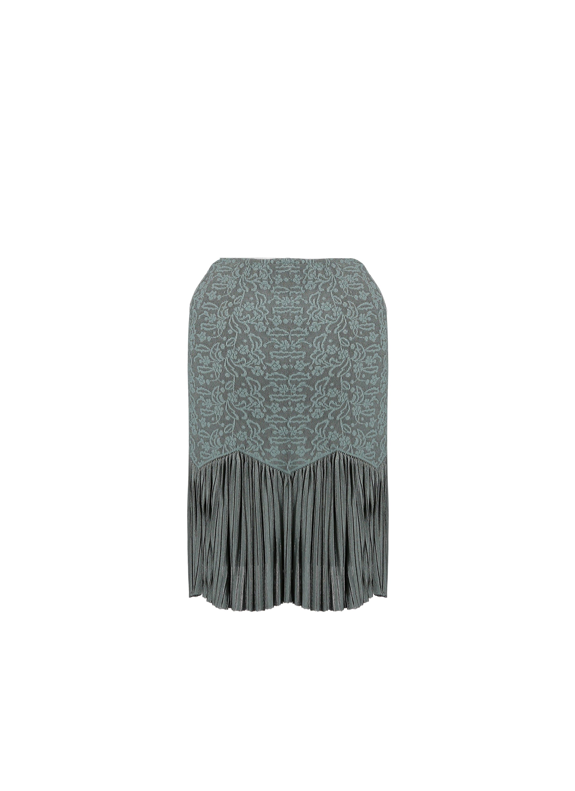 Short embroidered skirt with ruffles - Sage