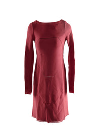 Long-sleeved dress with lace hem - Raspberry