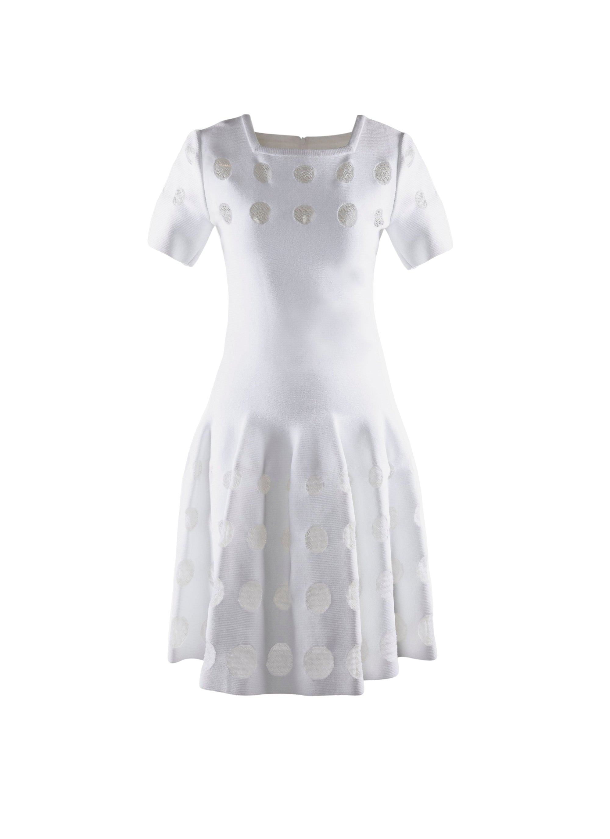 Robe à manches courtes à motif en tulle - Blanc Optique