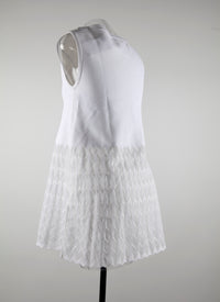 Sleeveless dress with patterned skirt - Optic White