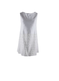 Sleeveless dress with patterned skirt - Optic White