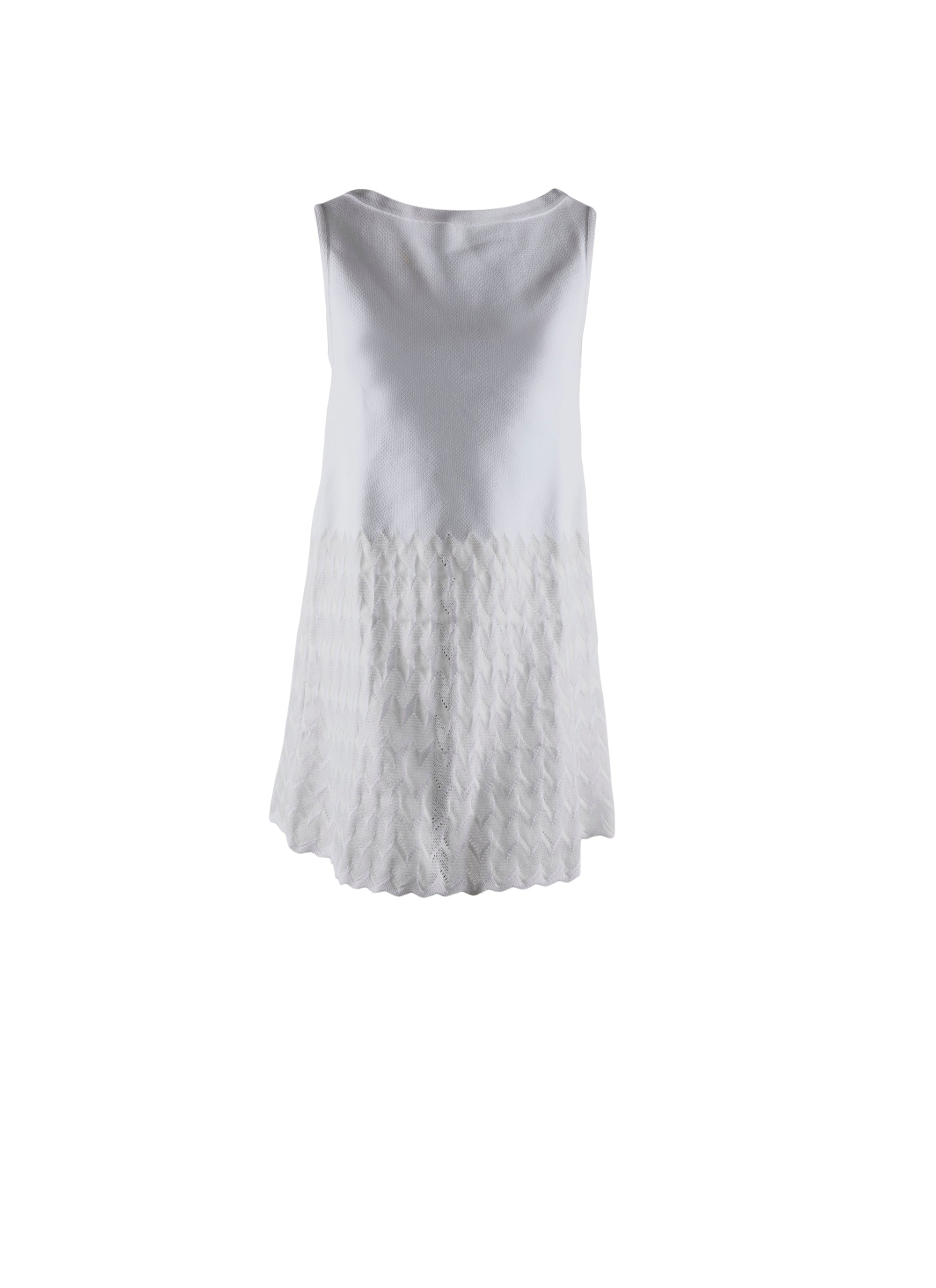 Sleeveless dress with patterned skirt - Optic White
