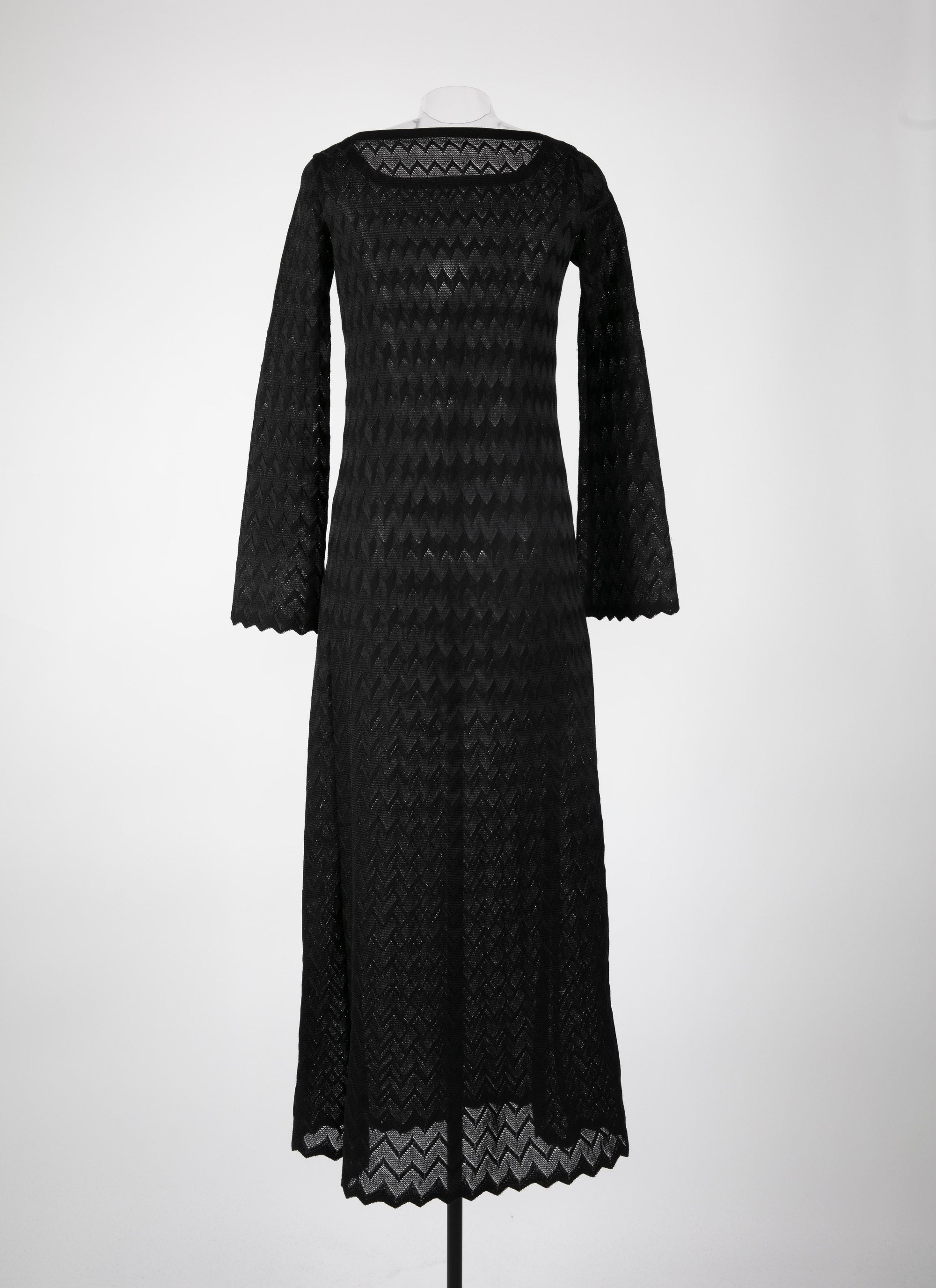 Robe à manches longues en dentelle - Noir
