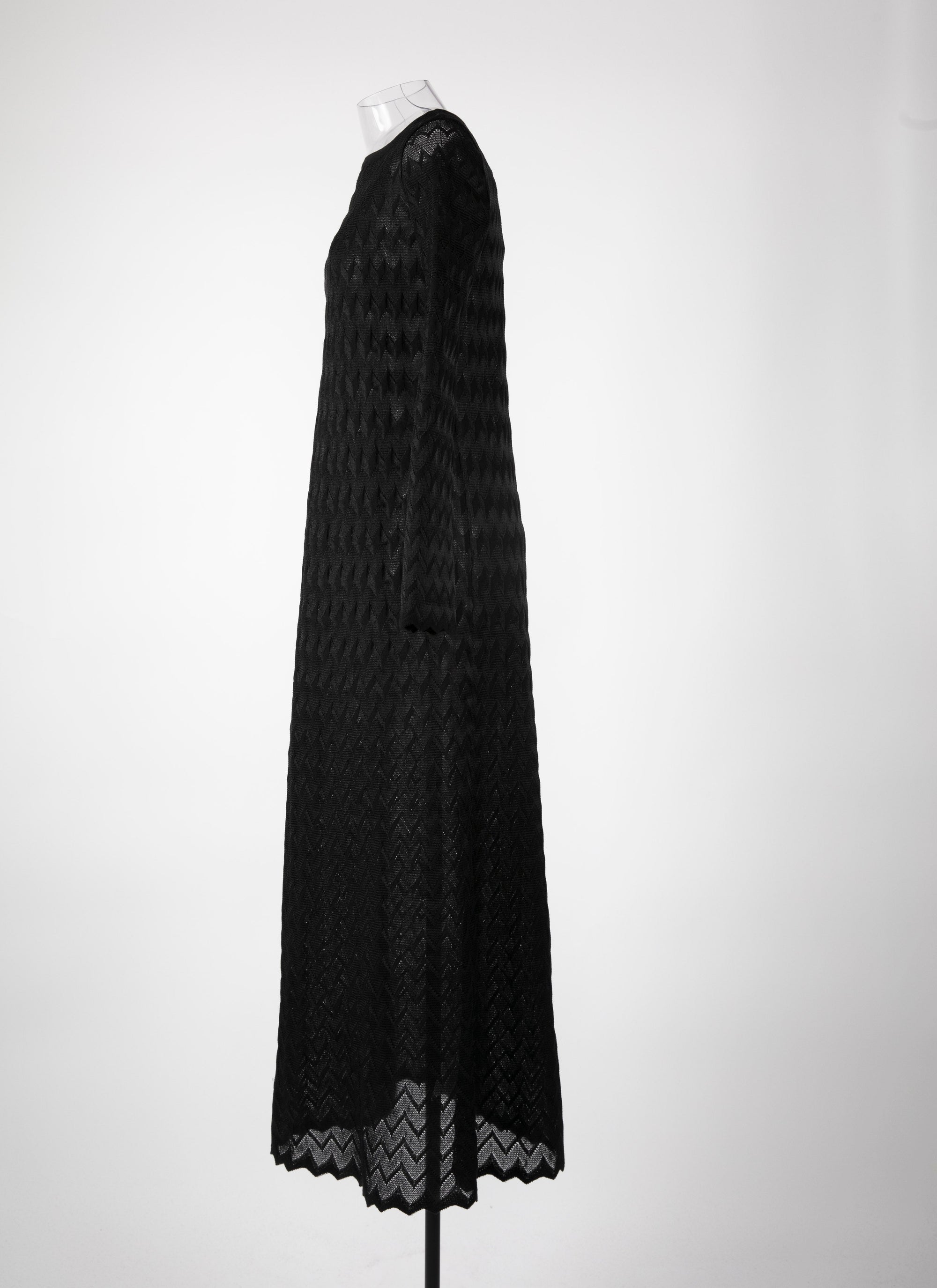 Robe à manches longues en dentelle - Noir