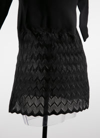 Long-sleeved dress with patterned skirt - Black intense