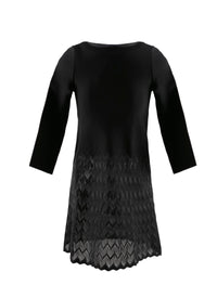 Long-sleeved dress with patterned skirt - Black intense